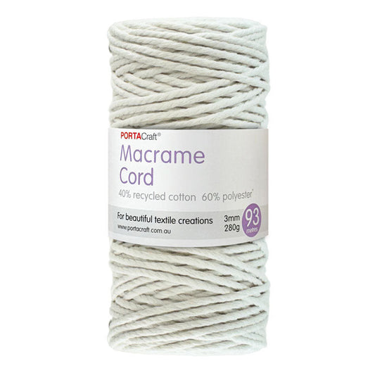 Macrame Cord 280g 3mm 93m Twisted 09 White