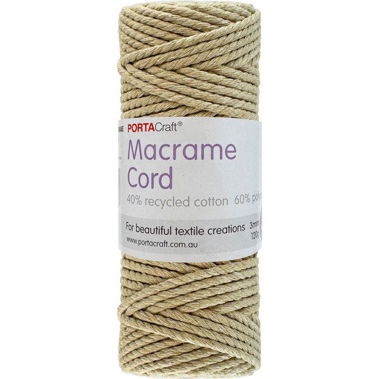 Macrame Cord 120g 3mm 39m Twisted Almond