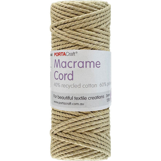Macrame Cord 120g 3mm 39m Twisted Almond