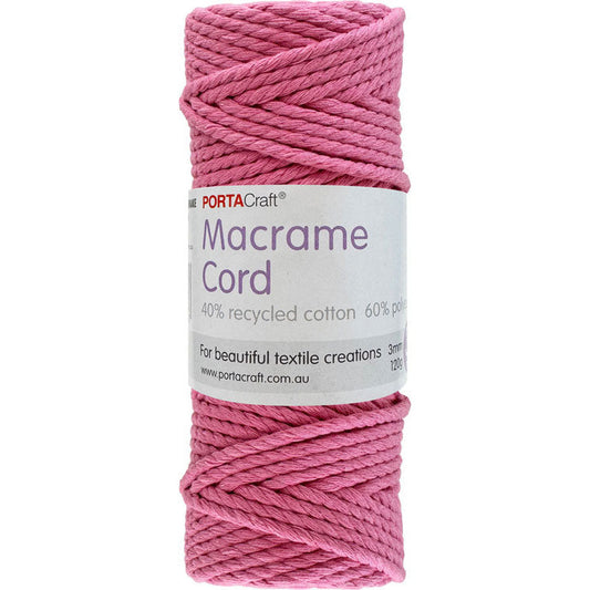 Macrame Cord 120g 3mm 39m Twisted Pink