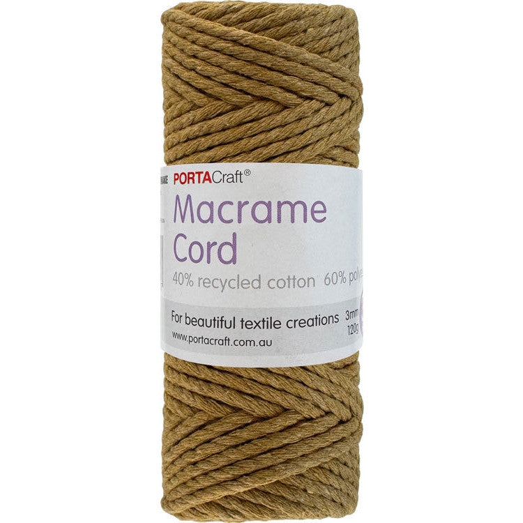 Macrame Cord 120g 3mm 39m Twisted Tan