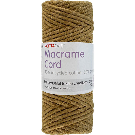 Macrame Cord 120g 3mm 39m Twisted Tan