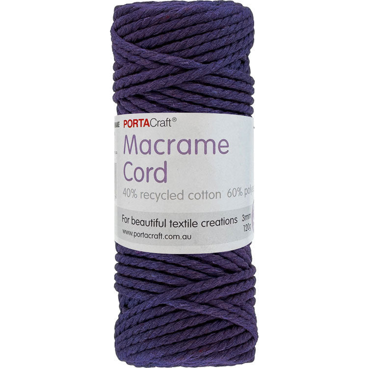 Macrame Cord 120g 3mm 39m Twisted Violet