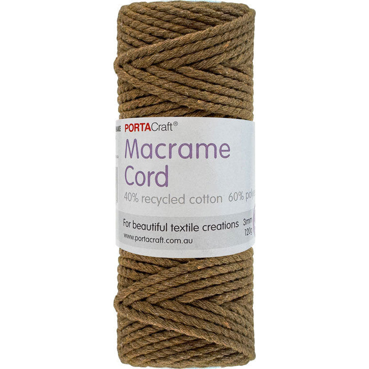 Macrame Cord 120g 3mm 39m Twisted Walnut