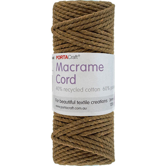 Macrame Cord 120g 3mm 39m Twisted Walnut
