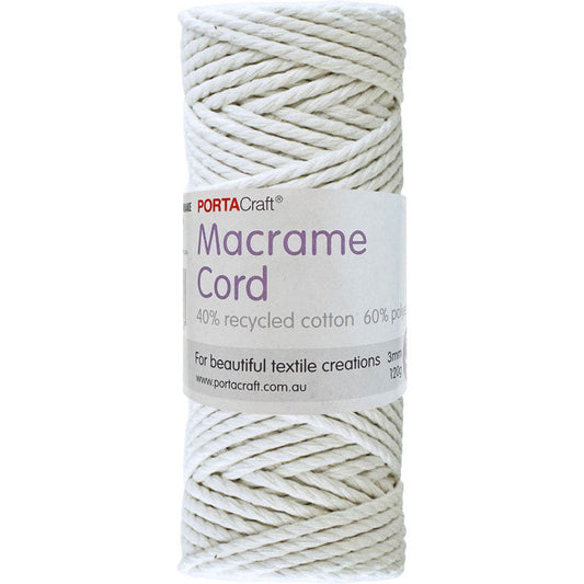 Macrame Cord 120g 3mm 39m Twisted White