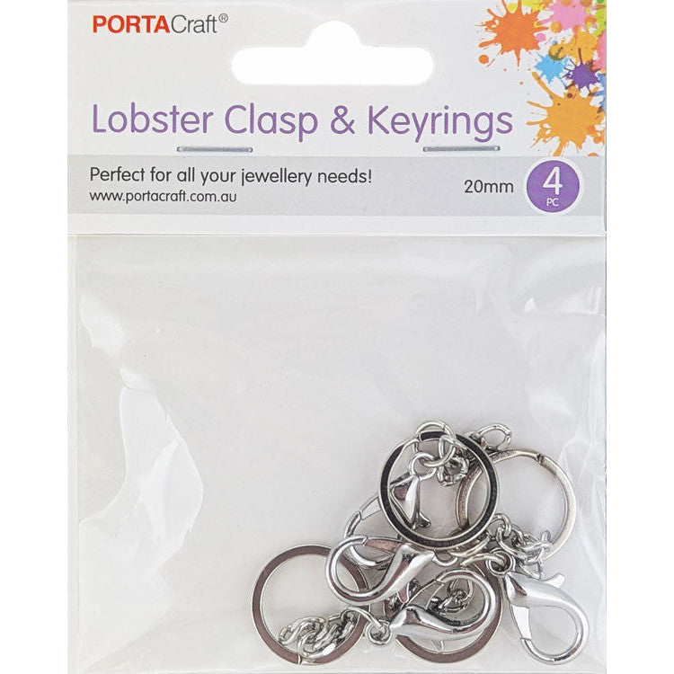 Porta Craft silver tone keyring findings with lobster clips