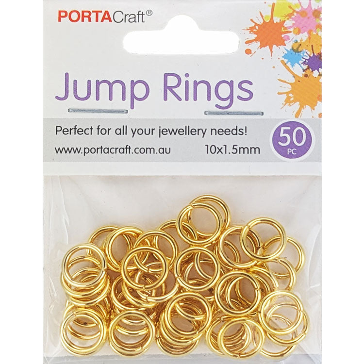 Porta Craft large gold tone jump rings 10 x 1.5mm 50 pack