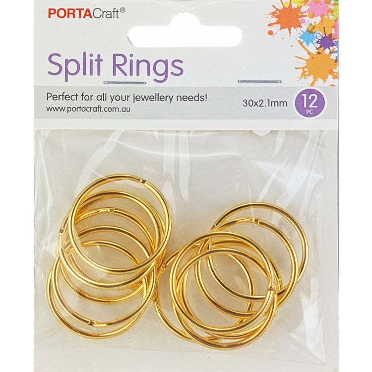 Porta Craft large gold tone split rings 30 x 2.1mm