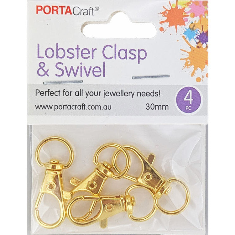 Porta Craft gold tone swivel lobster clasps 30mm four pack