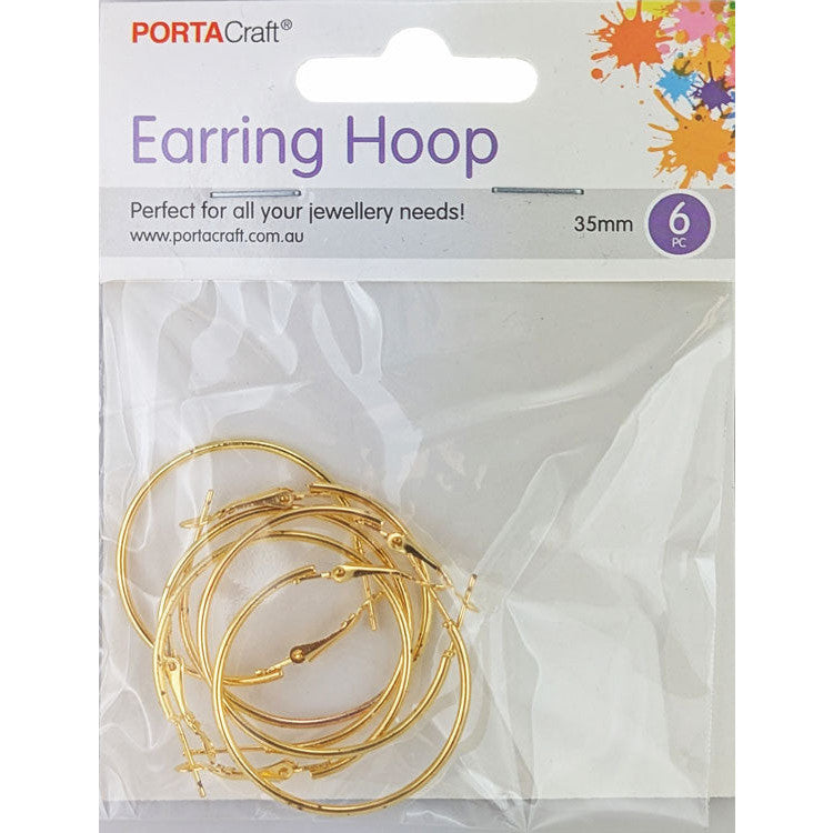 Porta Craft gold tone medium earring hoops 35 x 2mm