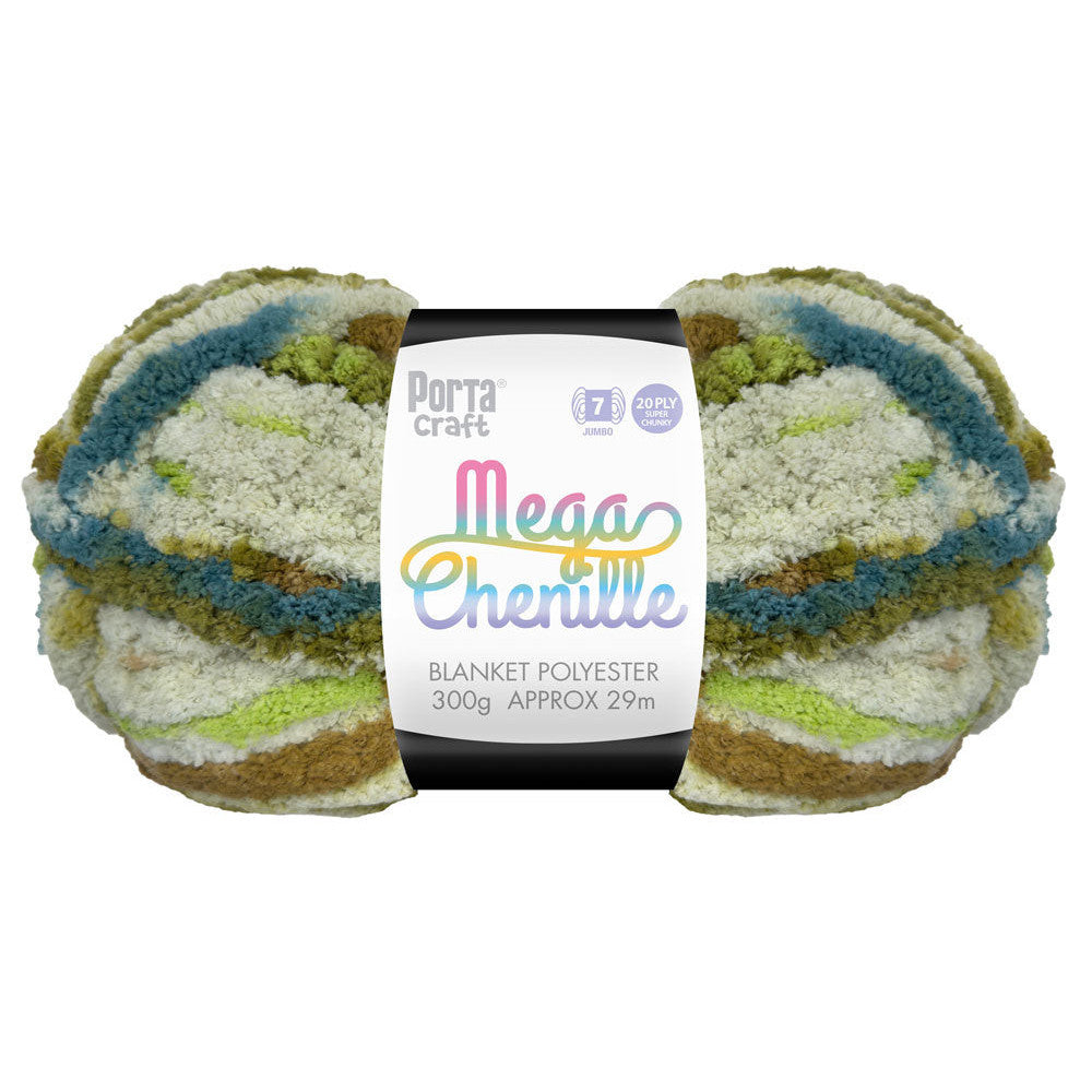 Mega Chenille Yarn 300g 29m 20ply Multi Pistachio Swirl