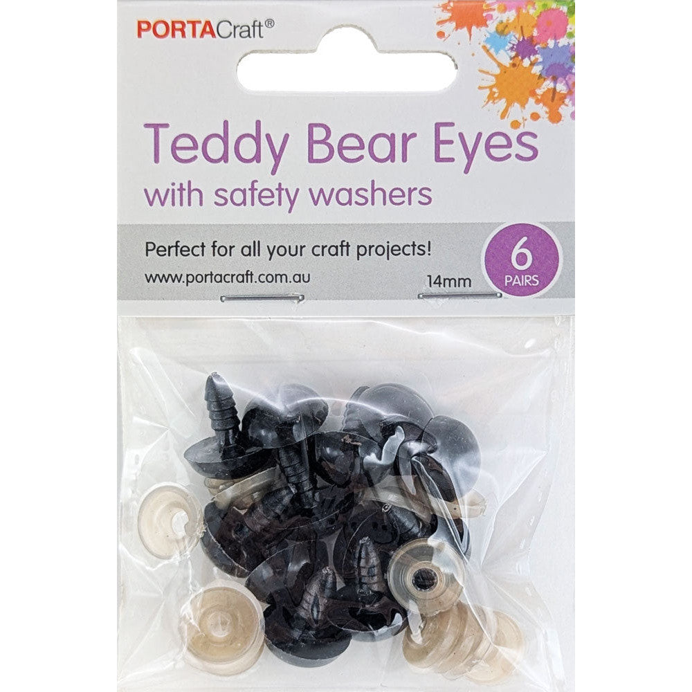 Teddy Eyes Black 14mm 12pcs