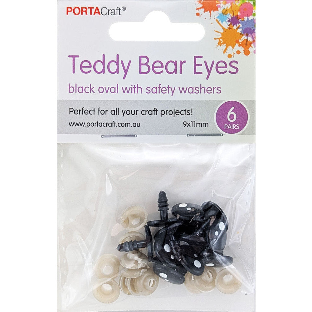Teddy Eyes Oval Black 9x11mm 12pcs