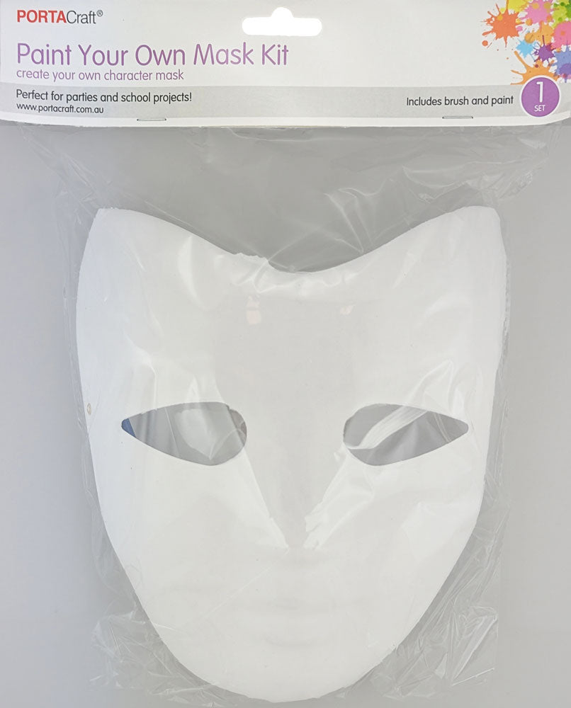 Paper Mache Full Face Mask with Paint