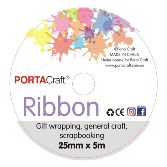 Satin Ribbon Double Sided 25mm x 5 metres - Red