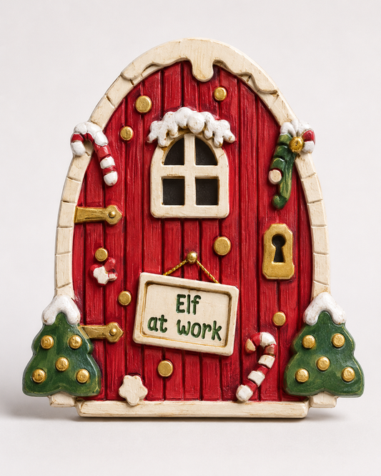 Wooden 3D Elf Door - Elf at Work