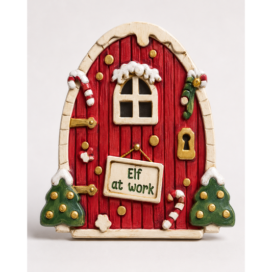 Wooden 3D Elf Door - Elf at Work