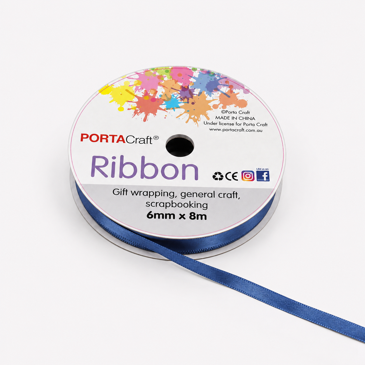 Satin Ribbon Double Sided 6mm x 8 metres - Navy