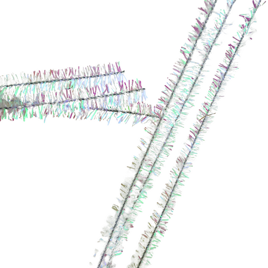Chenille Stems Tinsel 6mm 24pc - Iridescent White
