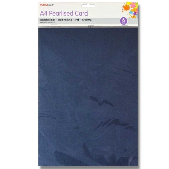 Pearlised Card Heavy Weight A4 250gsm 6pk - Denim