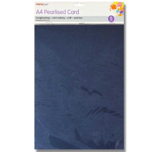 Pearlised Card Heavy Weight A4 250gsm 6pk - Denim