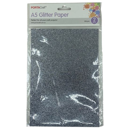 A5 Glitter Paper 300gsm 2pk - Black