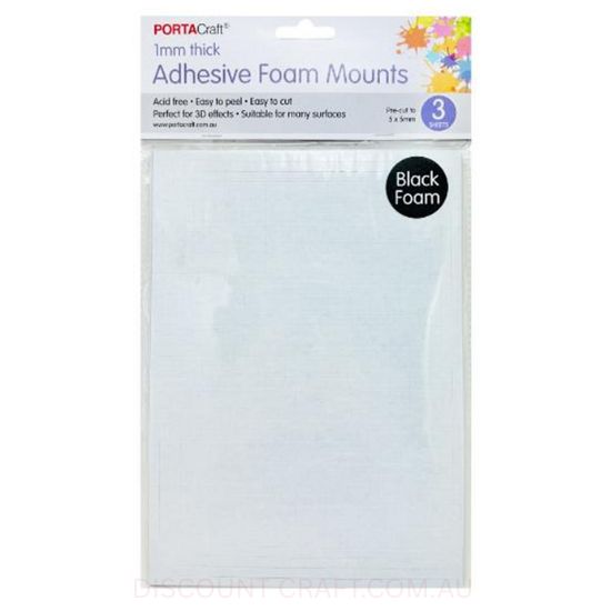 Adhesive Foam Mounts (Black Foam) - 1mmx5mmx5mm Or 1mmx15mmx10mm - 3 Sheet