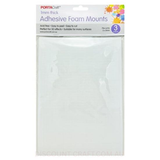 Adhesive Foam Mounts (White Foam) - 1mmx5mmx5mm Or 1mmx15mmx10mm - 3 Sheet