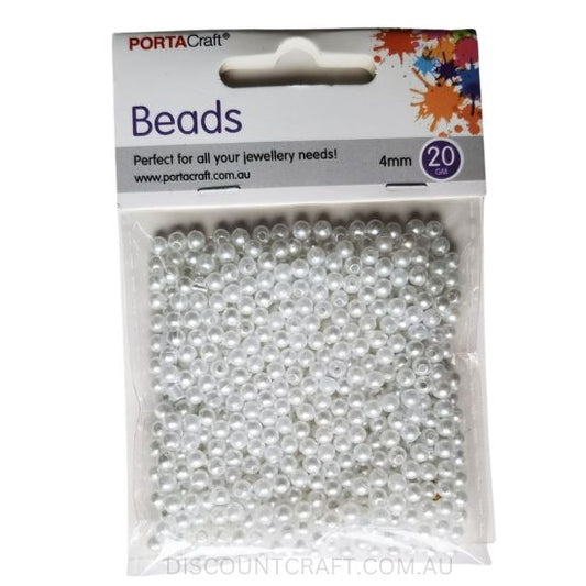 Round Pearl White Beads 4mm 20g