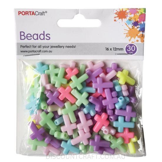 Pastel Cross Beads 7x16mm 30g