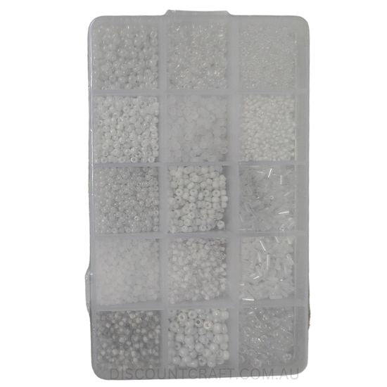 Glass Beads in Clear Case 15 Assorted 150g