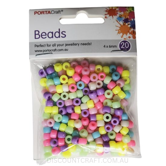 Beads Pony 4x6mm 20g - Pastel Colours