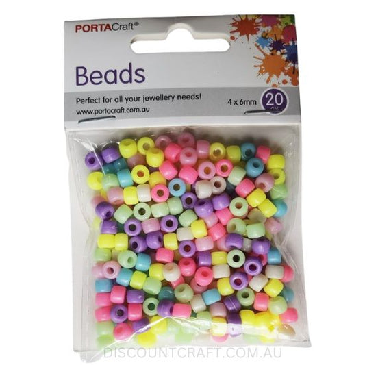 Beads Pony 4x6mm 20g - Pastel Colours