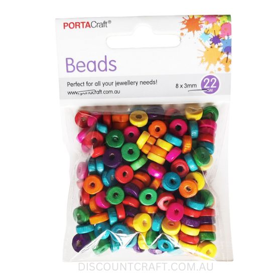 Wooden Donut Beads 8x3mm 22g