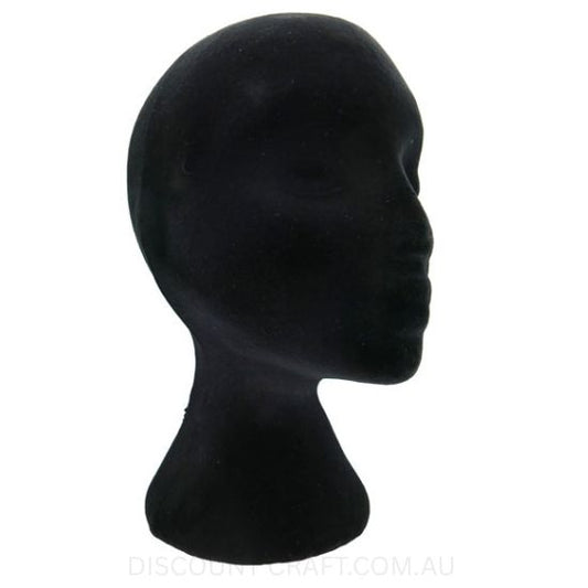 Black Flocked Polystyrene Head - 29cm Tall x 50cm Diameter