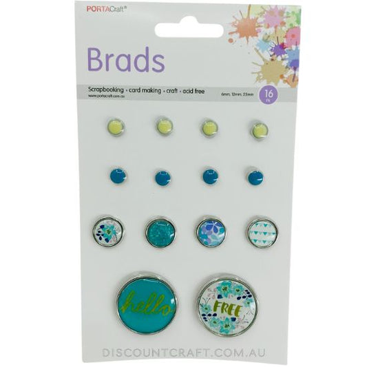 Brads Aqua 6mm x8pc, 12mm x4pc, 25mm x2pc