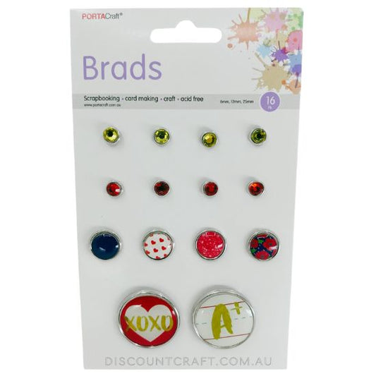 Brads Red 6mm x8pc, 12mm x4pc, 25mm x2pc