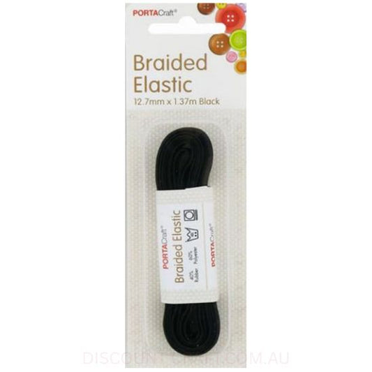 Braided Elastic 12.7mm x 1.37m - Black
