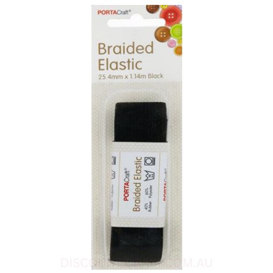 Braided Elastic 25.4mm x 1.14m - Black