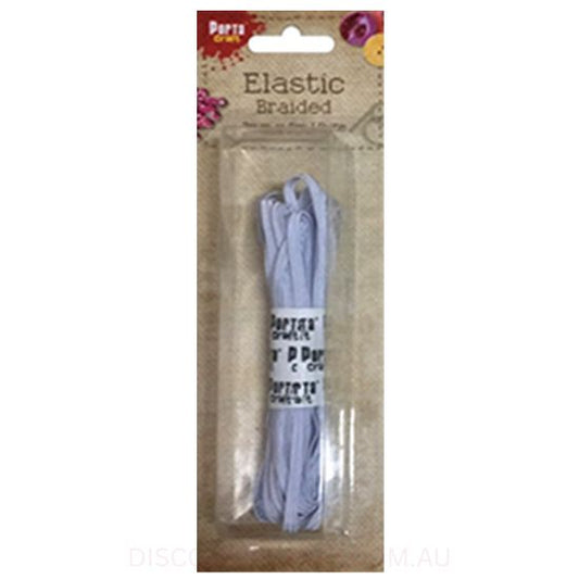 Braided Elastic 3mm x 5m - White