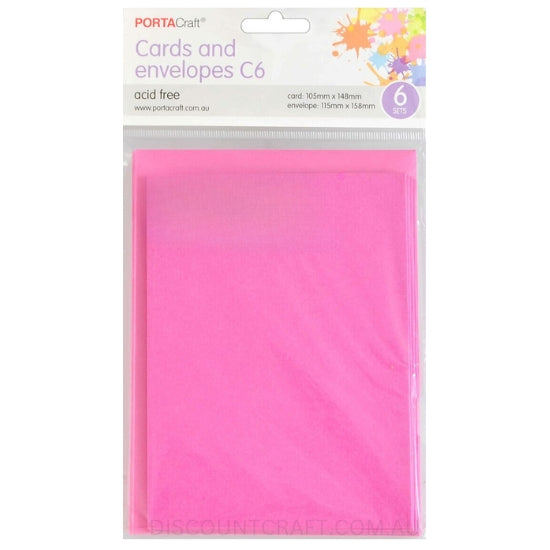 C6 Cards & Envelope Set in the colour Fandango Pink