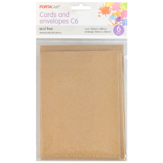 C6 Cards & Envelope Set in a Natural Kraft Colour