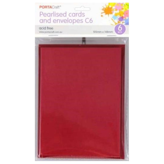 C6 Cards and Envelopes Set in Pearlised Red colour