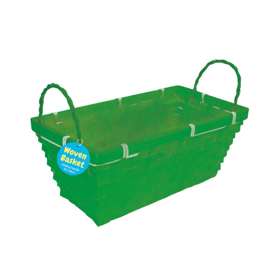 Woven Basket with Rectangular Base (9x21cm) - Green