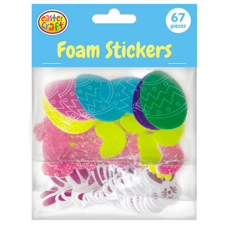 Glitter Foam Easter Stickers (Eggs/Chicks/Bunnies) - 67 Pack