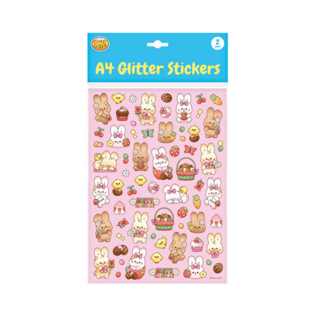 A4 Easter Glitter Sticker Sheet - Pink