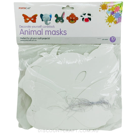 Cardstock Animal Masks with Elastic 10pk