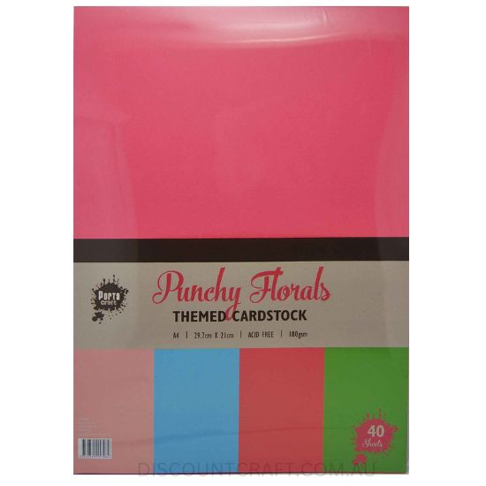 Colour Block Card A4 40pk - Punchy Florals