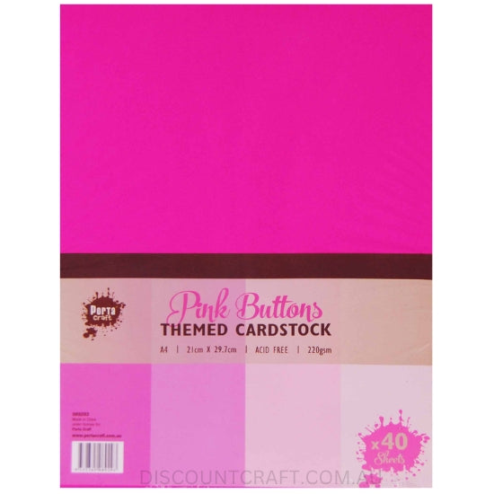 Colour Block Card A4 40pk - Pink Buttons